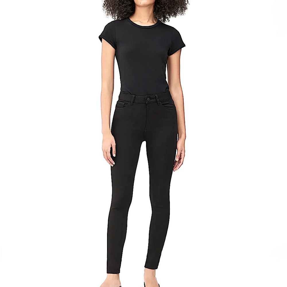 DL1961 black distressed “Farrow Skinny” jeans, size 28